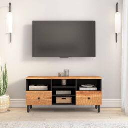 Berkfield Home TV Cabinet 100x33x46 cm Solid Wood Acacia in Brown - Size: 100 x 33 x 46 cm - thumbnail 3