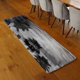 Benjamin Tate Design Silver & Black Palm Runner Rug in Natural - Size: 67 cm x 230 cm - thumbnail 2