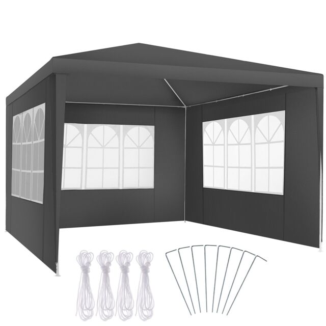 tectake Gazebo Barinas with 3 side panels, water-resistant, 3x3m in Grey - Size: Large - image 1
