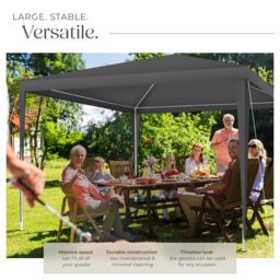 tectake Gazebo Barinas with 3 side panels, water-resistant, 3x3m in Grey - Size: Large - thumbnail 3