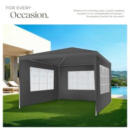 tectake Gazebo Barinas with 3 side panels, water-resistant, 3x3m in Grey - Size: Large - thumbnail 7