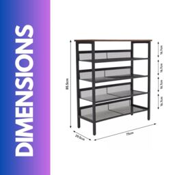 FURNOS 5-Tier Industrial Vertical Shoe Rack With Adjustable Shelves in Brown - thumbnail 6