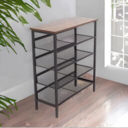 FURNOS 5-Tier Industrial Vertical Shoe Rack With Adjustable Shelves in Brown - thumbnail 2