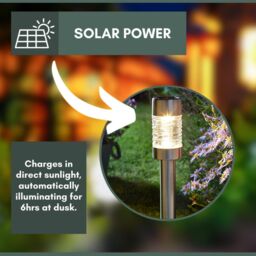 Marco Paul 6 Pack of Silver Stainless Solar Powered Stake Lights 57cm in Metallic Silver - thumbnail 8