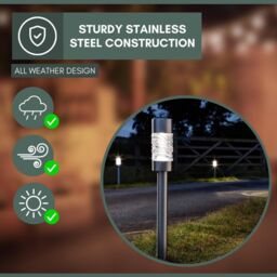 Marco Paul 6 Pack of Silver Stainless Solar Powered Stake Lights 57cm in Metallic Silver - thumbnail 7