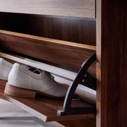 sweeek 3-door shoe cabinet with walnut wood effect in Dark Brown - thumbnail 7