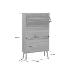 sweeek 3-door shoe cabinet with walnut wood effect in Dark Brown - thumbnail 5