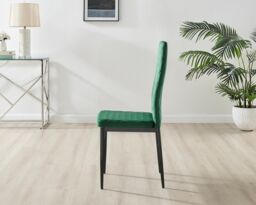FurnitureboxUK Novara 100cm Round Dining Table & 4 Velvet Milan Black Leg Chairs in Green - thumbnail 9