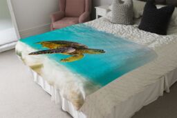 Benjamin Tate Design photo of Sea turtle in the Galapagos island Designer Blanket in Natural - Size: 120 cm x 150 cm - thumbnail 4