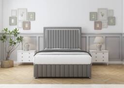 "Sloomy Boston Chrome Dumfries Divan Base No Drawers-54"" Headboard- Footboard in Light Grey - Size: King" - thumbnail 2