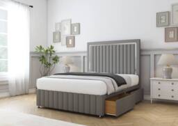 "Sloomy Boston Chrome Dumfries Divan Base No Drawers-54"" Headboard- Footboard in Light Grey - Size: King" - thumbnail 4