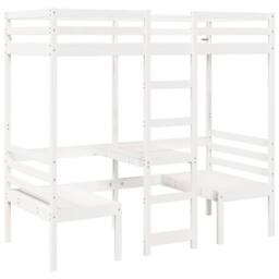 Berkfield Home Loft Bed Frame with Desk & Chairs White 75x190cm Solid Wood Pine - Size: 75x190 cm - thumbnail 3