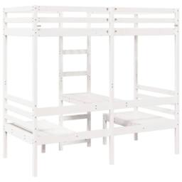 Berkfield Home Loft Bed Frame with Desk & Chairs White 75x190cm Solid Wood Pine - Size: 75x190 cm - thumbnail 7