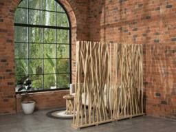 Vente-unique Set Of 2 Teak Wood Room Dividers - W. 100 X D. 25 X H. 180 Cm in Light Oak