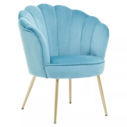 Orsina Ovala Velvet Scalloped Chair in Blue