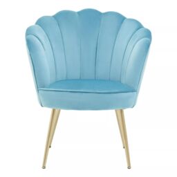 Orsina Ovala Velvet Scalloped Chair in Blue - thumbnail 2