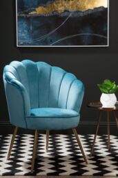 Orsina Ovala Velvet Scalloped Chair in Blue - thumbnail 5