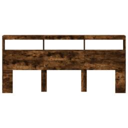 Berkfield Home Headboard Cabinet with LED Smoked Oak 220x17x102 cm in Brown - Size: 220 x 17 x 102 cm - thumbnail 6
