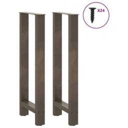 Berkfield Home Coffee Table Legs Natural Steel 2 pcs 50x(100-101) cm Steel in Grey - thumbnail 3