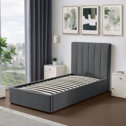 Artemis Home Evelynne Fabric 90cm Single Ottoman Bed Frame with Storage in Dark Grey - thumbnail 3
