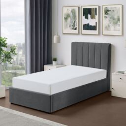 Artemis Home Evelynne Fabric 90cm Single Ottoman Bed Frame with Storage in Dark Grey - thumbnail 2