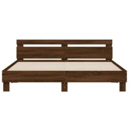 Berkfield Home Durable Bed Frame with LED without Mattress Brown Oak 180x200 cm - Size: Super King - thumbnail 7