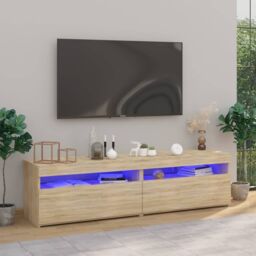 Berkfield Home TV Cabinets 2 pcs with LED Lights Sonoma Oak 75x35x40 cm in Brown - Size: 75 x 35 x 40 cm - thumbnail 1