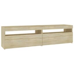 Berkfield Home TV Cabinets 2 pcs with LED Lights Sonoma Oak 75x35x40 cm in Brown - Size: 75 x 35 x 40 cm - thumbnail 2