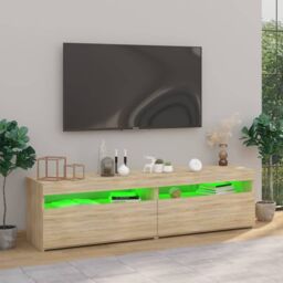 Berkfield Home TV Cabinets 2 pcs with LED Lights Sonoma Oak 75x35x40 cm in Brown - Size: 75 x 35 x 40 cm - thumbnail 5