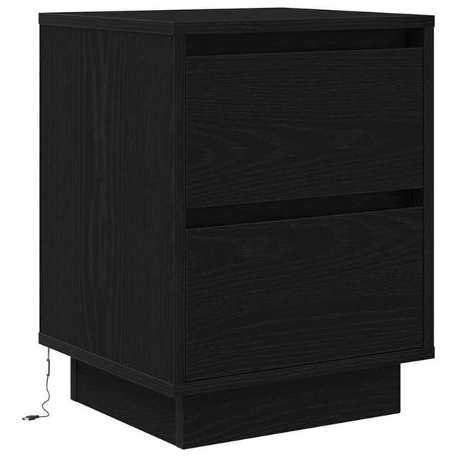 Berkfield Home Durable Bedside Cabinet with LED Lights¬†Black 38x34x50 cm in Black - Size: 38 x 34 x 50 cm - image 1