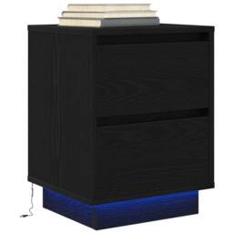 Berkfield Home Durable Bedside Cabinet with LED Lights¬†Black 38x34x50 cm in Black - Size: 38 x 34 x 50 cm - thumbnail 2