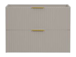 Vente-unique Fluted Wall-Hung Vanity Unit - Beige - W80 Cm - ZEVARA - thumbnail 4