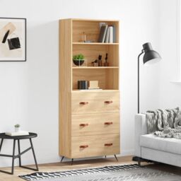 Berkfield Home Highboard Sonoma Oak 69.5x34x180 cm Engineered Wood in Brown - thumbnail 1