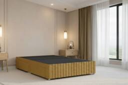 "Nexus Mattresses Ltd Verona Plush Divan Bed Base 2 Drawers Left Side - 12"" Footboard & 26"" Headboard in Mustard - Size: Single" - thumbnail 5