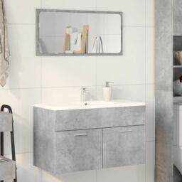 Berkfield Home Sink Cabinet Concrete Grey 80x38.5x46 cm Engineered Wood - thumbnail 1