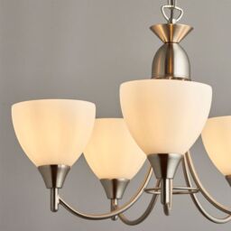 Loops 5 Lamp Ceiling & 2x Twin Wall Light Pack Satin Chrome Glass Matching Fittings in Clear - thumbnail 3