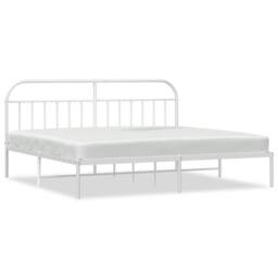 Berkfield Home Metal Bed Frame with Headboard White 200x200 cm - thumbnail 3