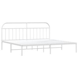 Berkfield Home Metal Bed Frame with Headboard White 200x200 cm - thumbnail 1