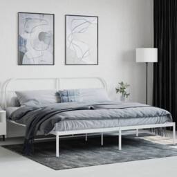 Berkfield Home Metal Bed Frame with Headboard White 200x200 cm - thumbnail 4