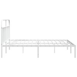 Berkfield Home Metal Bed Frame with Headboard White 200x200 cm - thumbnail 7