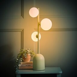 ValueLights Marlow Opaque Glass Globe 3 Way Table Lamp in Green - thumbnail 3