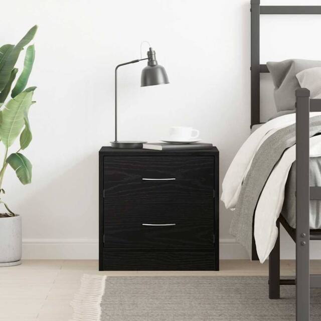 Berkfield Home Stylish Bedside Cabinet Black Oak 40x30x40 cm Engineered Wood - Size: 40 x 30 x 40 cm - image 1