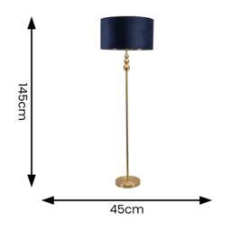 ValueLights Marissa Gold Stacked Ball Floor Lamp with Velvet Drum with Gold Inner Shade in Dark Navy - thumbnail 7