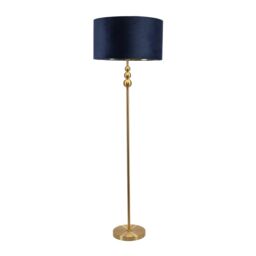 ValueLights Marissa Gold Stacked Ball Floor Lamp with Velvet Drum with Gold Inner Shade in Dark Navy - thumbnail 2