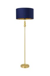 ValueLights Marissa Gold Stacked Ball Floor Lamp with Velvet Drum with Gold Inner Shade in Dark Navy - thumbnail 6