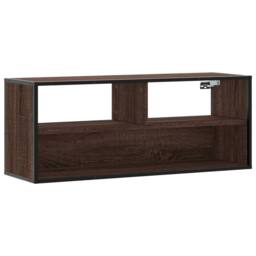Berkfield Home TV Cabinet Brown Oak 100x31x39.5 cm Engineered Wood & Metal - thumbnail 3