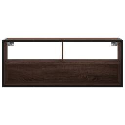 Berkfield Home TV Cabinet Brown Oak 100x31x39.5 cm Engineered Wood & Metal - thumbnail 4