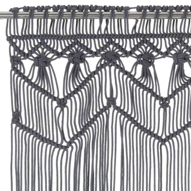 Berkfield Home Macrame Curtain Anthracite 140x240 cm Cotton in Dark Grey - image 1