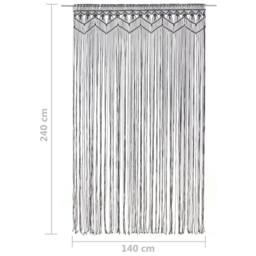 Berkfield Home Macrame Curtain Anthracite 140x240 cm Cotton in Dark Grey - thumbnail 5