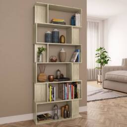 Berkfield Home Book Cabinet/Room Divider Sonoma Oak 80x24x192 cm Engineered Wood in Light Tan - Size: 80 x 24 x 192 cm - thumbnail 2